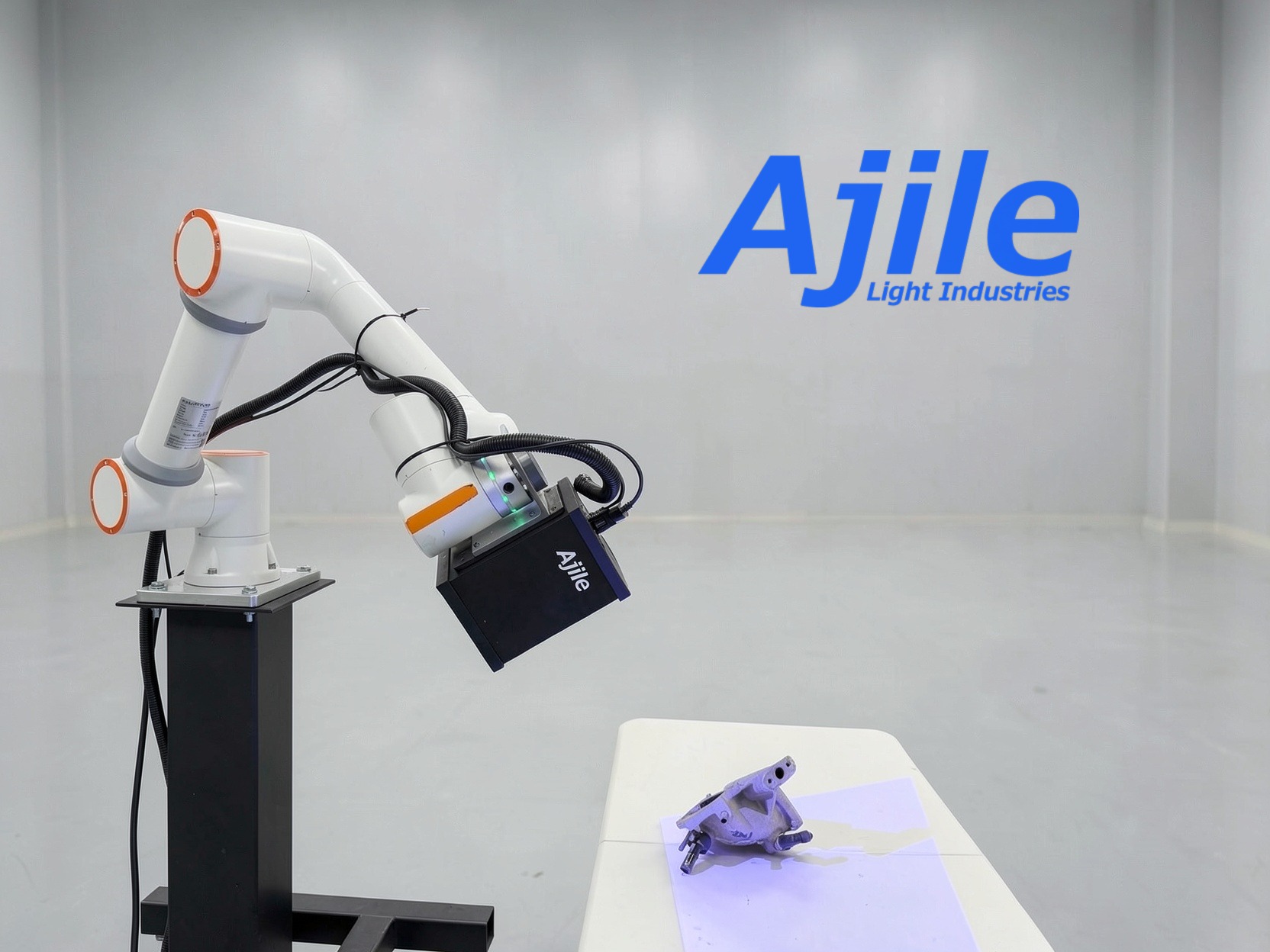 DepthScan 3D Imager on a cobot scanning a throttle body