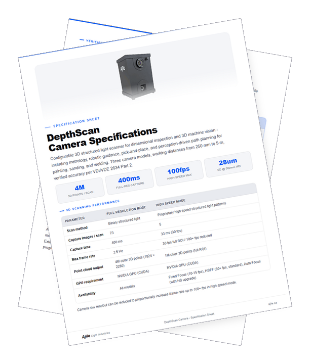 DepthScan Camera Spec Sheet PDF download