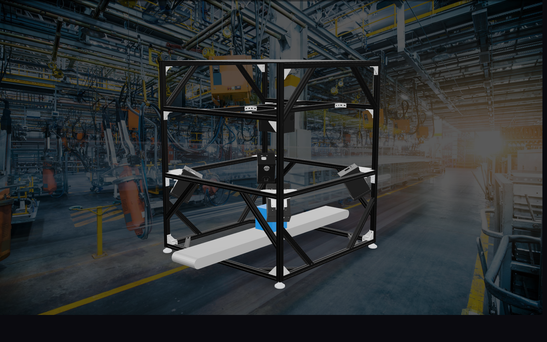 Multi-DepthScan inline inspection cell positioned over a conveyor on a production floor