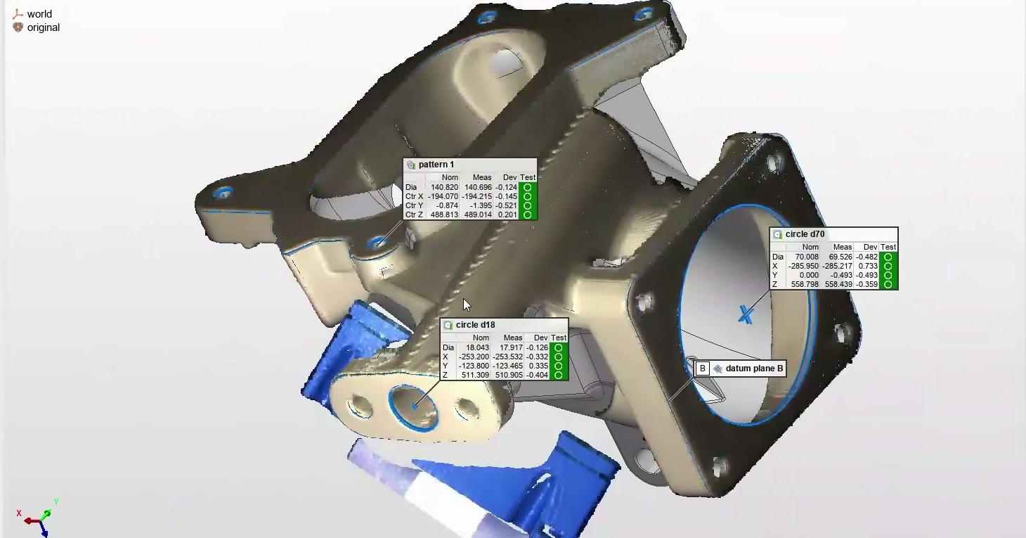 PolyWorks integration: DepthScan point cloud aligned to CAD inside PolyWorks